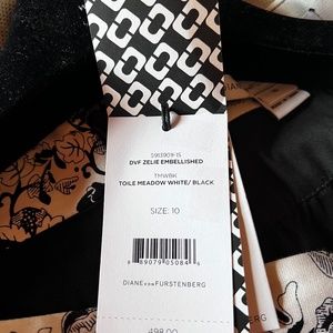 DVF Amelie embellished toile white/black skirt